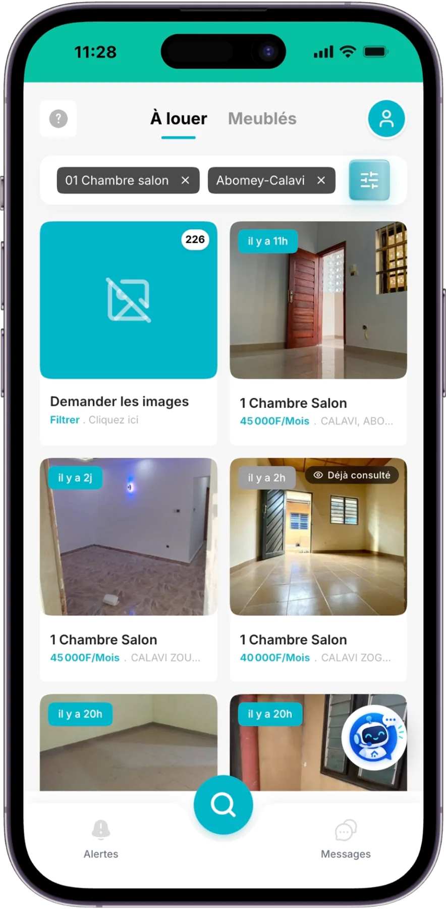 Application Locapay - Résultats de recherche avec filtres